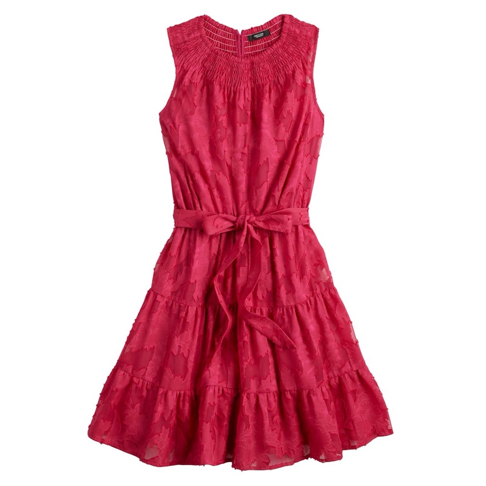 Simply Vera Vera Wang Smocked Neck Day Dress, Pink, Medium - Picture 2 of 13